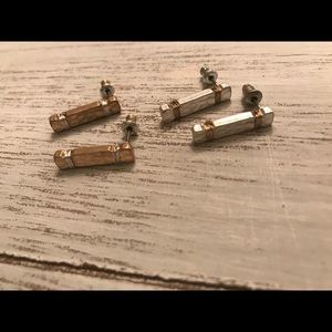 (2)- brushed gold/ brushed silver wire wrapped ER